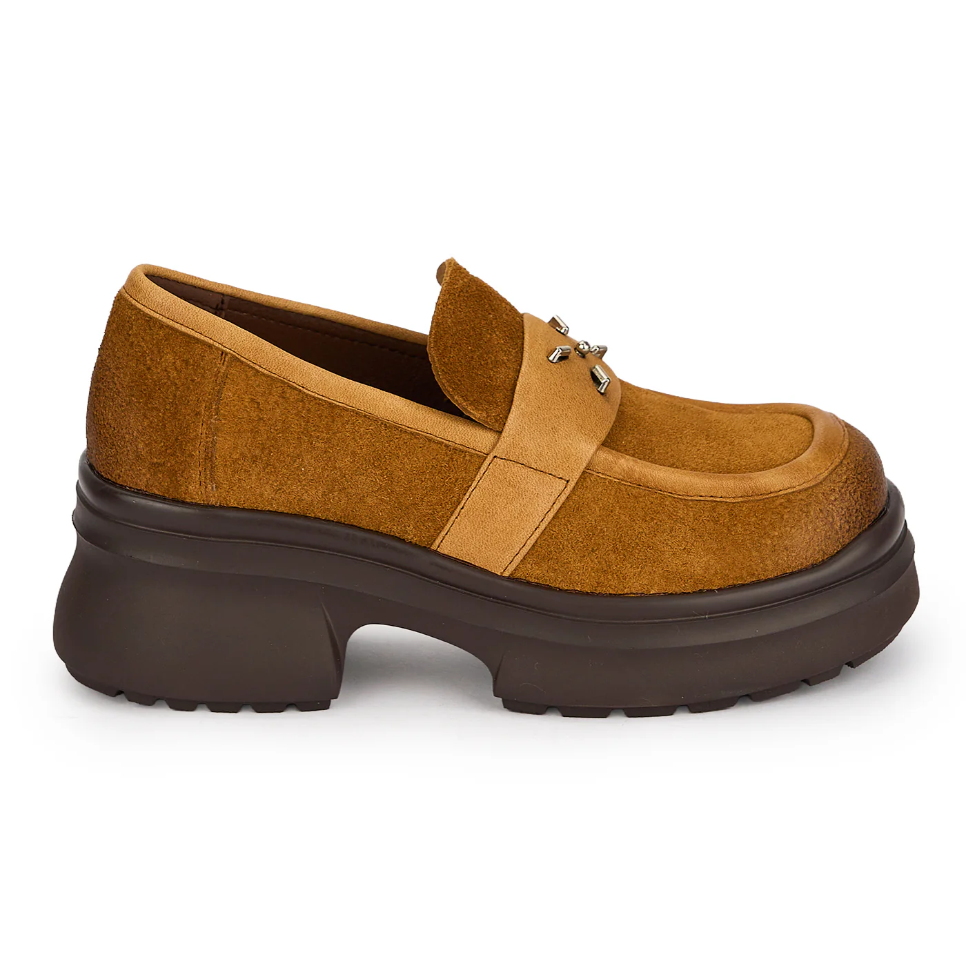 Pantofi dama din piele naturala maro cu talpa inalta 5.5 cm 19508