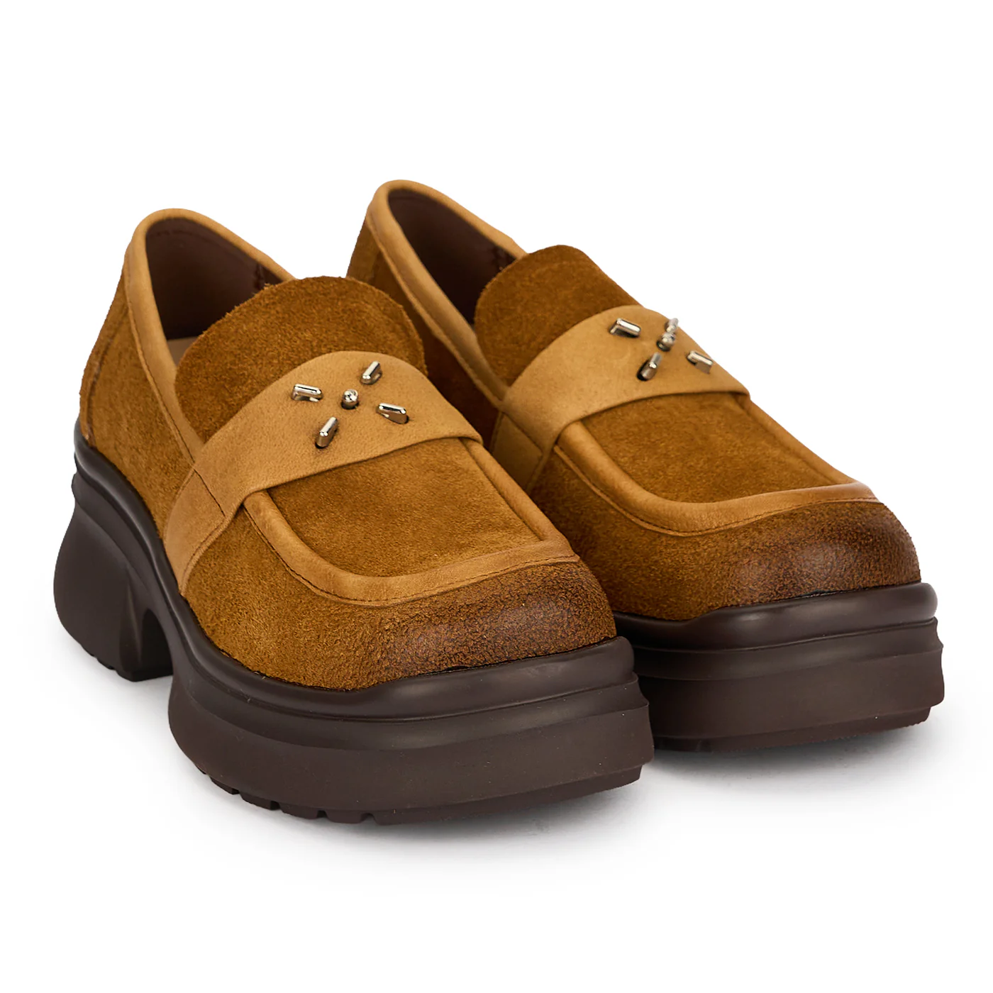 Pantofi dama din piele naturala maro cu talpa inalta 5.5 cm 19508 - Image 4