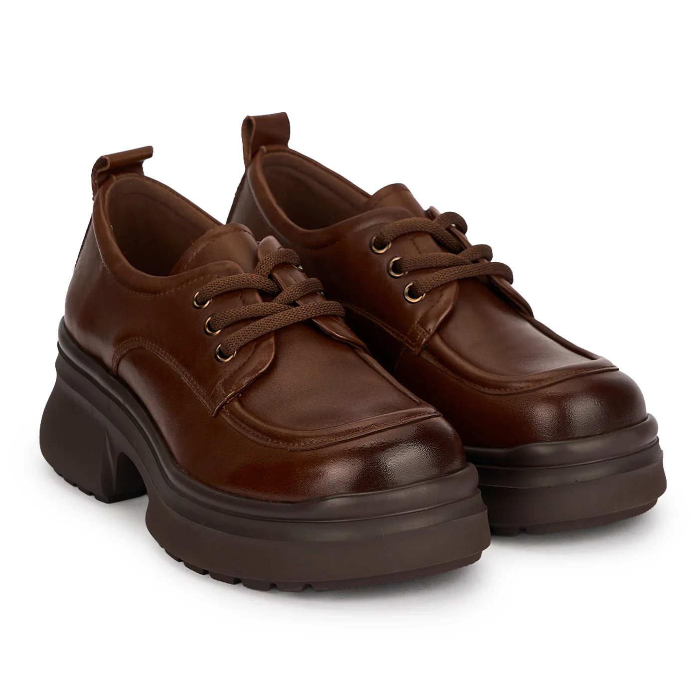 Pantofi dama din piele naturala maro cu talpa inalta 5.5 cm 19551 - Image 4