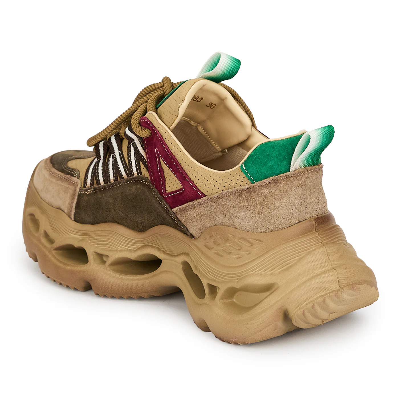 Pantofi dama din piele naturala maro cu talpa inalta 6 cm 19270 - Image 2