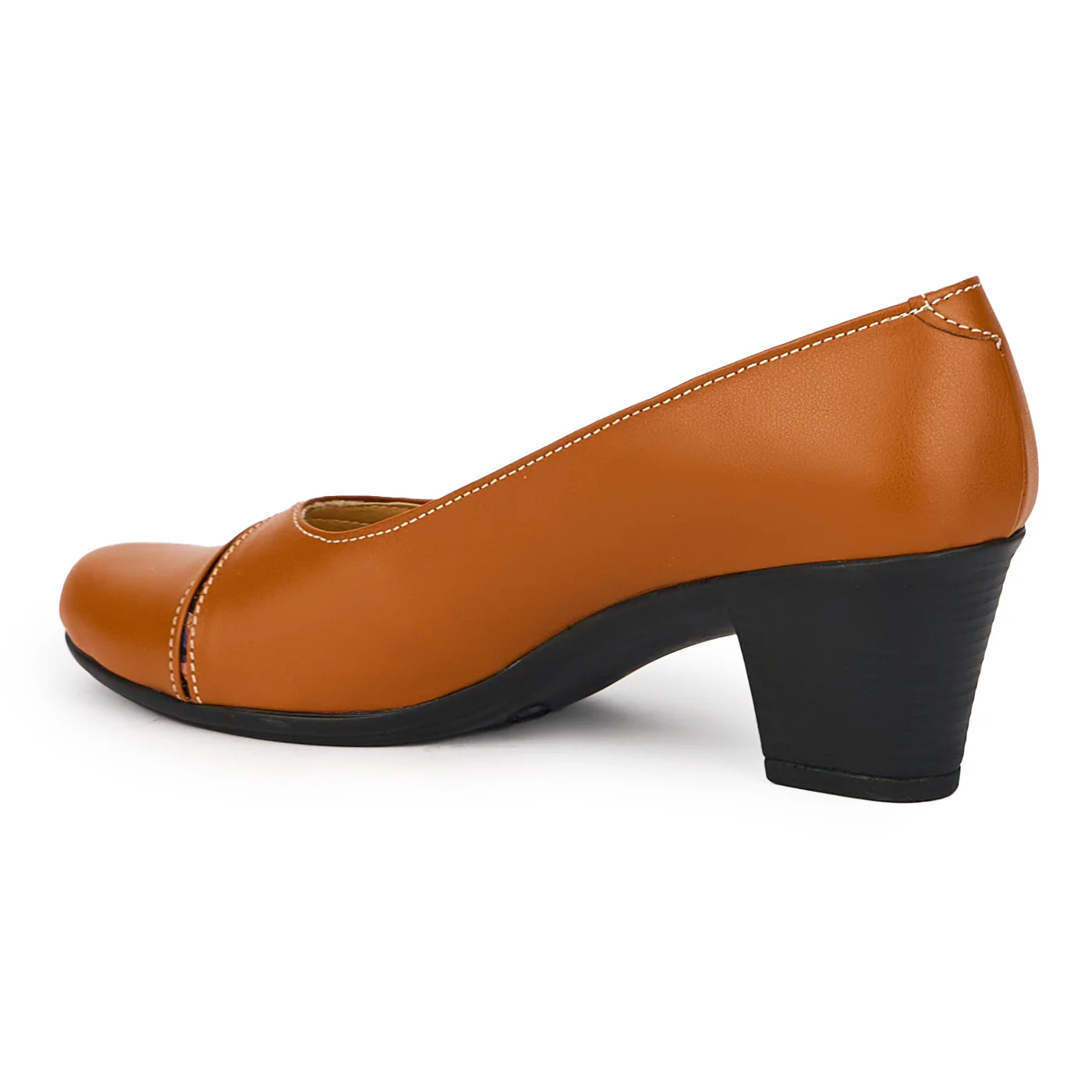 Pantofi dama din piele naturala maro cu toc 6 cm 15329 - Image 2
