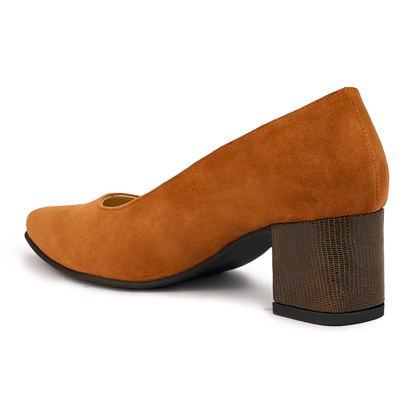 Pantofi dama din piele naturala maro cu toc gros 5.5 cm 14419 - Image 2