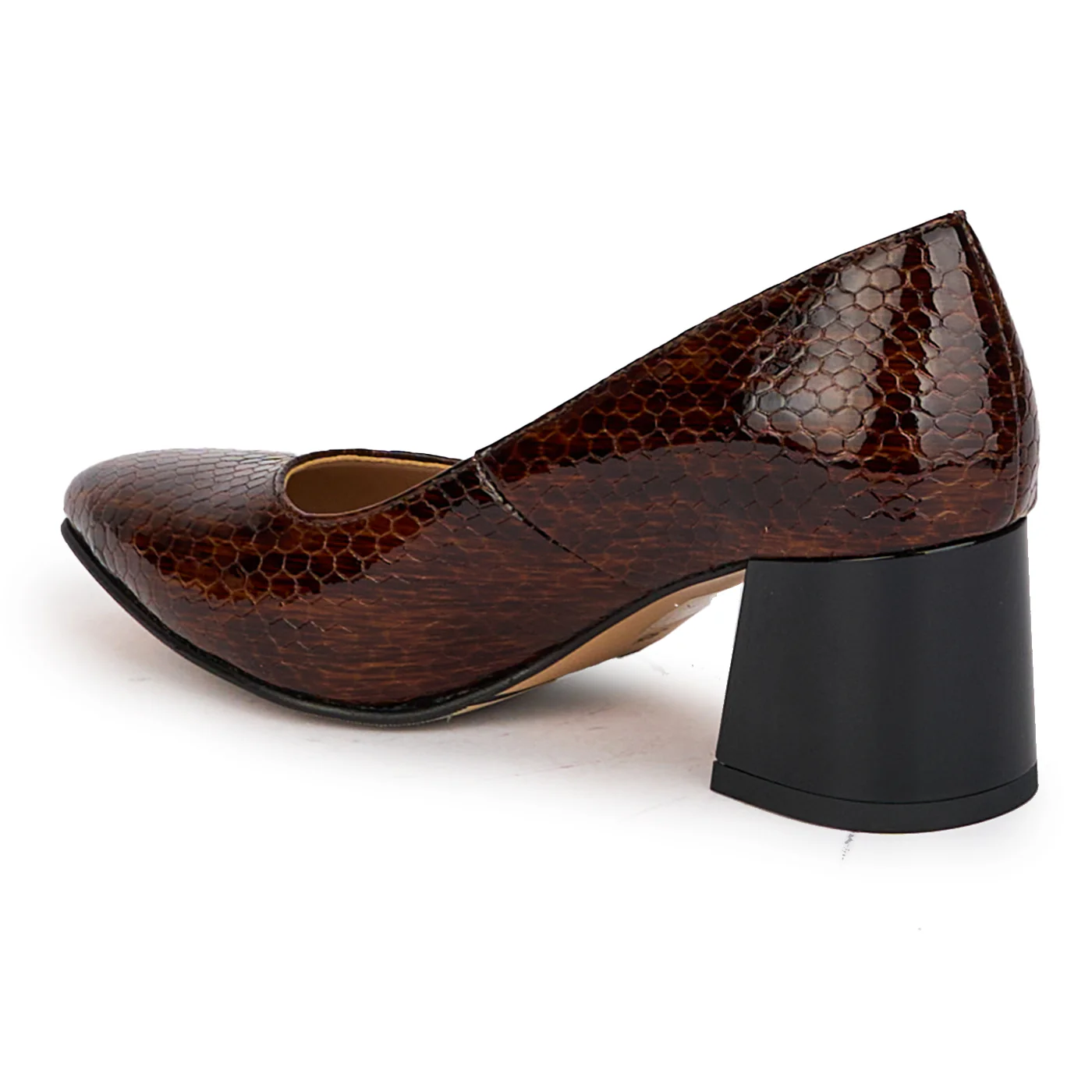 Pantofi dama din piele naturala maro cu toc gros 5.5 cm 18278 - Image 2