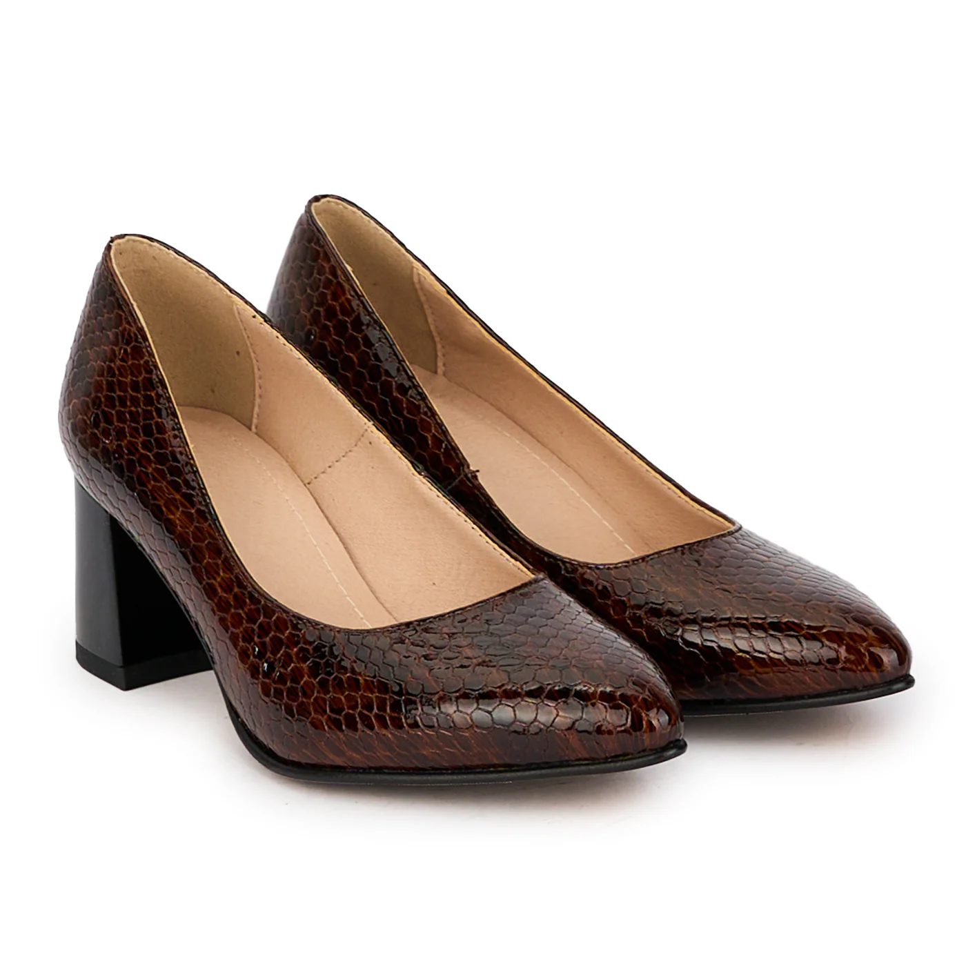 Pantofi dama din piele naturala maro cu toc gros 5.5 cm 18278 - Image 4