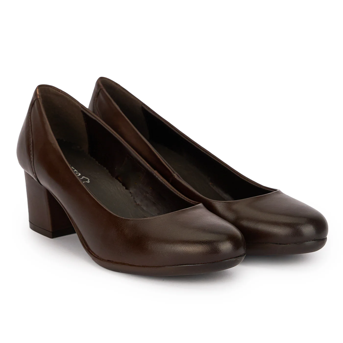 Pantofi dama din piele naturala maro cu toc gros 5.5 cm 18813 - Image 4