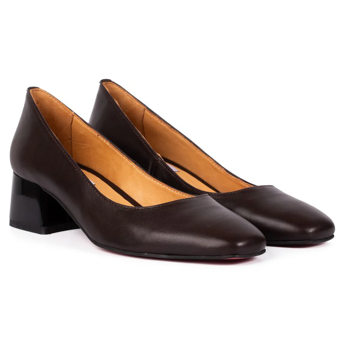 Pantofi dama din piele naturala maro cu toc gros 5 cm 15752 - Image 3