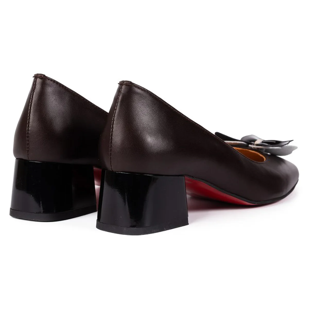 Pantofi dama din piele naturala maro cu toc gros 5 cm 15753 - Image 2