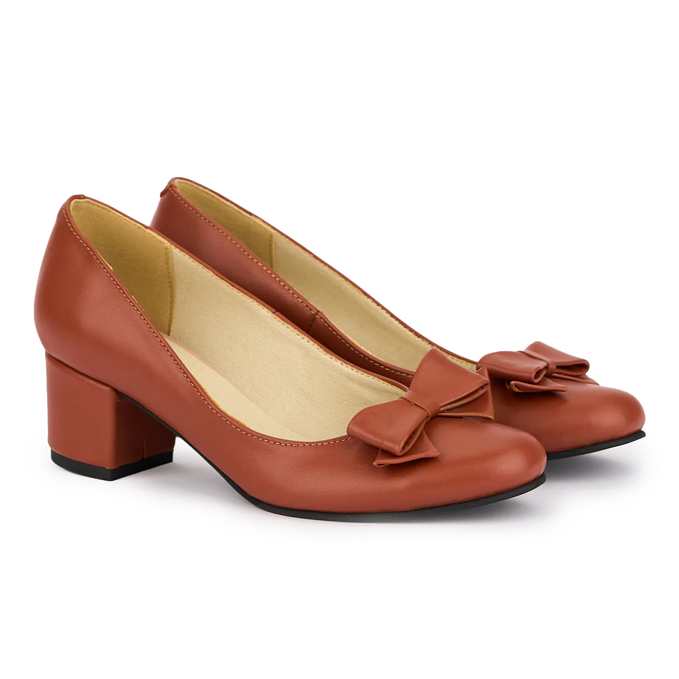 Pantofi dama din piele naturala maro cu toc gros 5 cm 16851 - Image 4