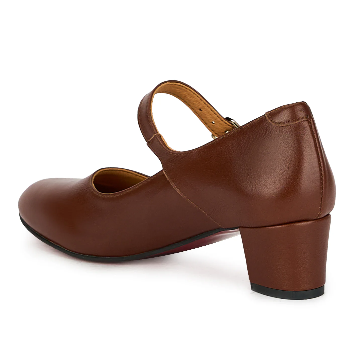 Pantofi dama din piele naturala maro cu toc gros 5 cm 17575 - Image 2