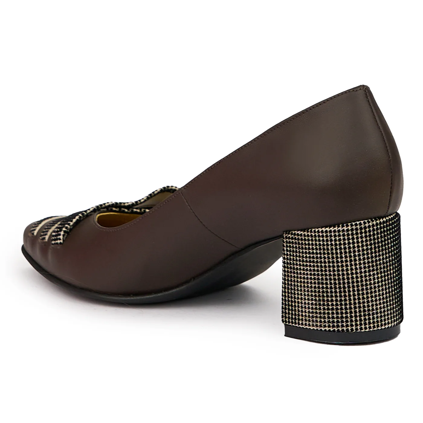 Pantofi dama din piele naturala maro cu toc gros 6 cm 14389 - Image 2