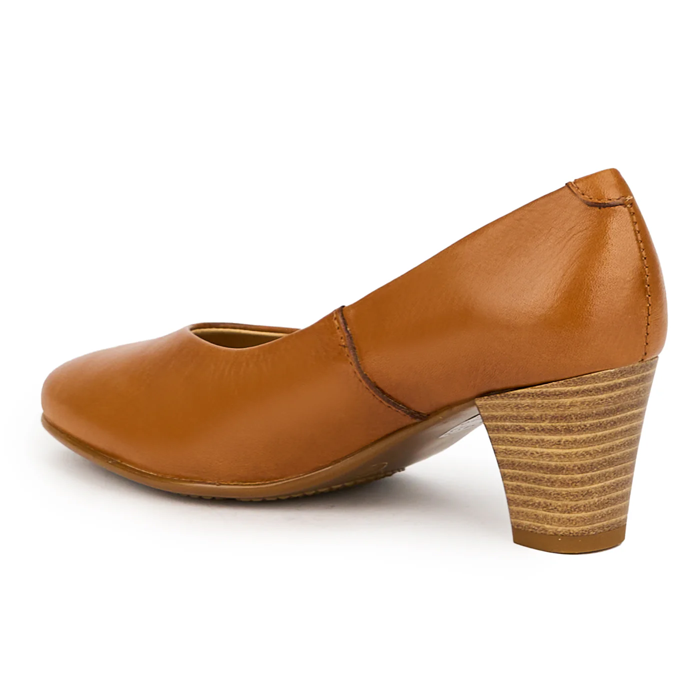 Pantofi dama din piele naturala maro cu toc gros 6 cm 14930 - Image 2
