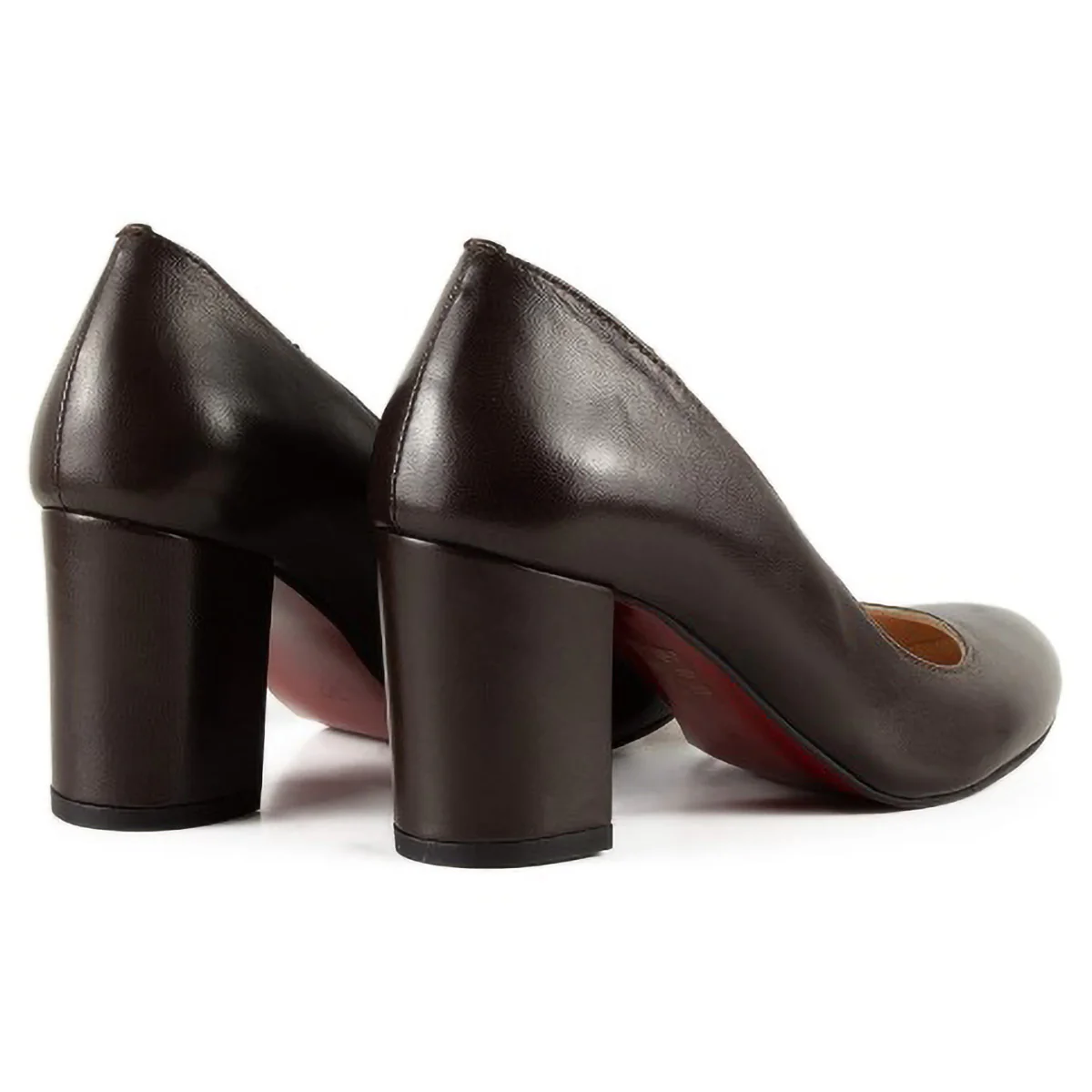 Pantofi dama din piele naturala maro cu toc gros 6 cm 15733 - Image 3