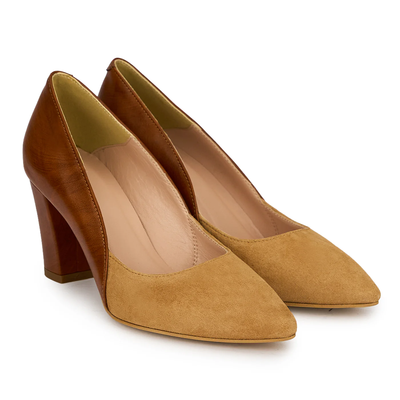 Pantofi dama din piele naturala maro cu toc gros 7.5 cm 19810 - Image 4