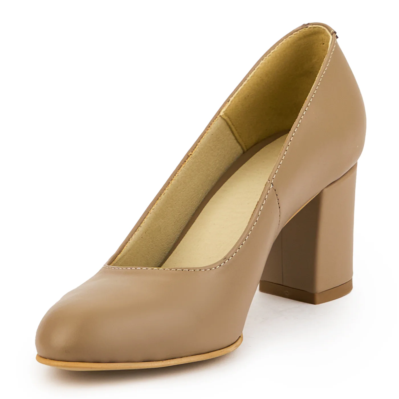 Pantofi dama din piele naturala maro cu toc gros 7 cm 14871 - Image 3