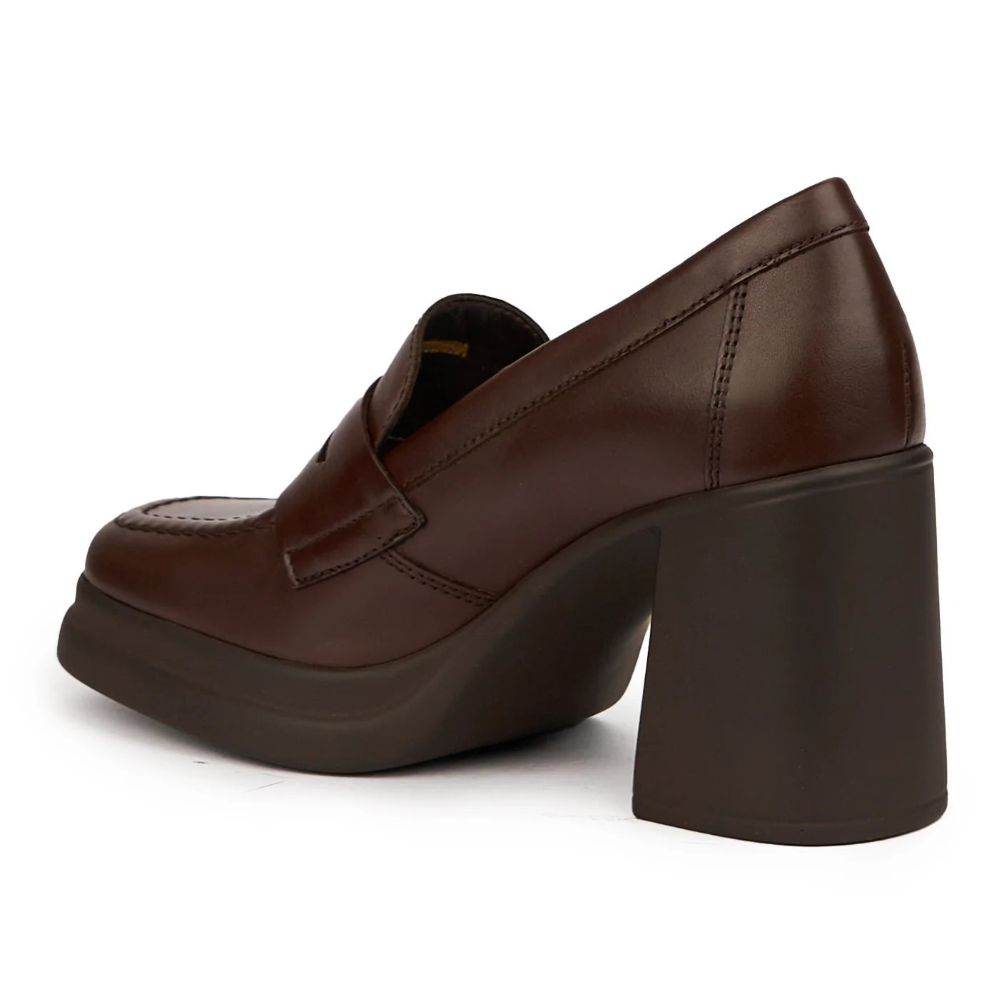 Pantofi dama din piele naturala maro cu toc gros 8.5 cm 14545 - Image 2