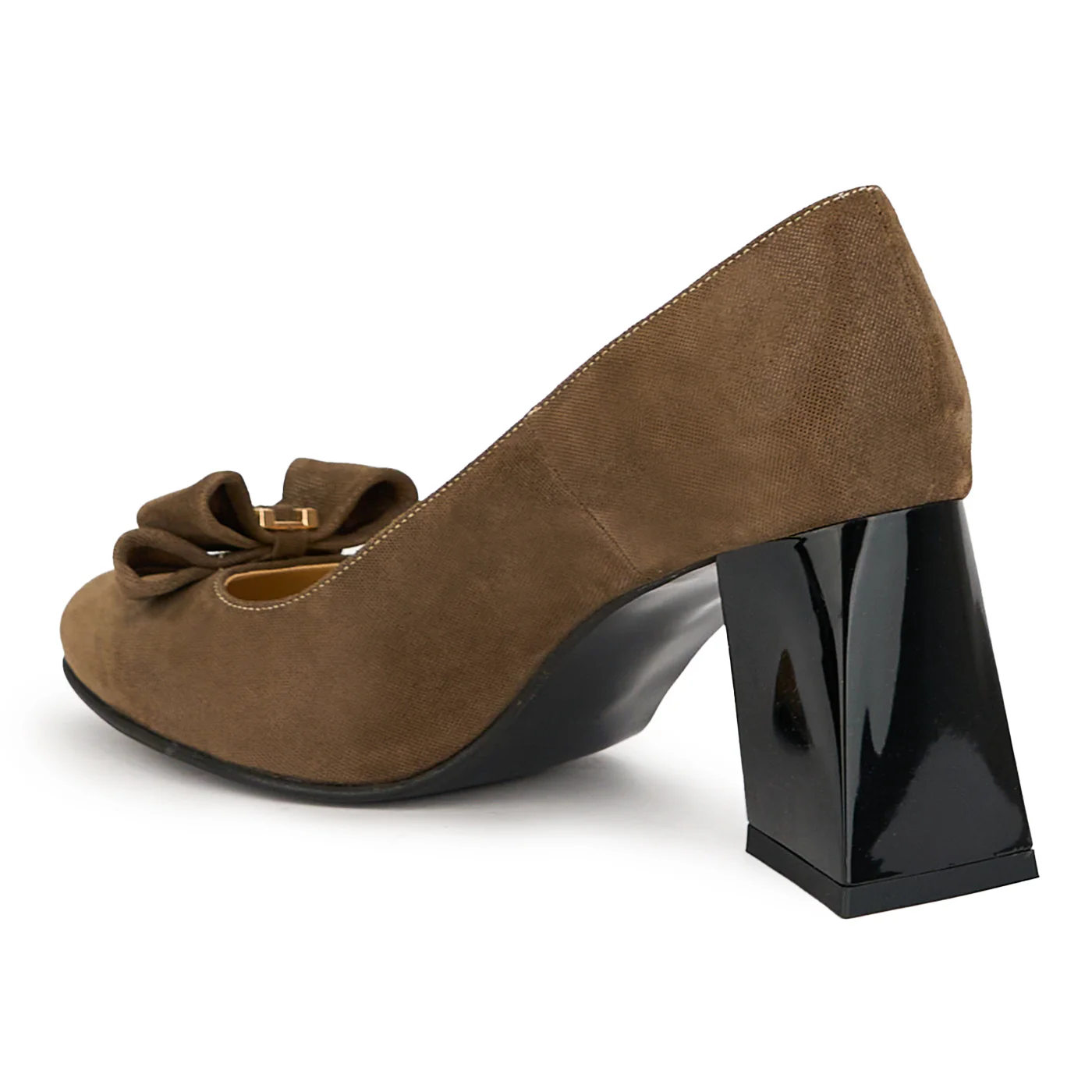 Pantofi dama din piele naturala maro cu toc gros 8 cm 14949 - Image 2