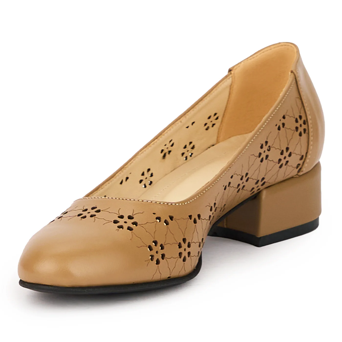 Pantofi dama din piele naturala maro cu toc mic 3.5 cm 15963 - Image 3