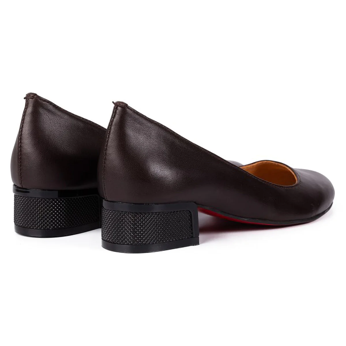 Pantofi dama din piele naturala maro cu toc mic 3 cm 15767 - Image 2