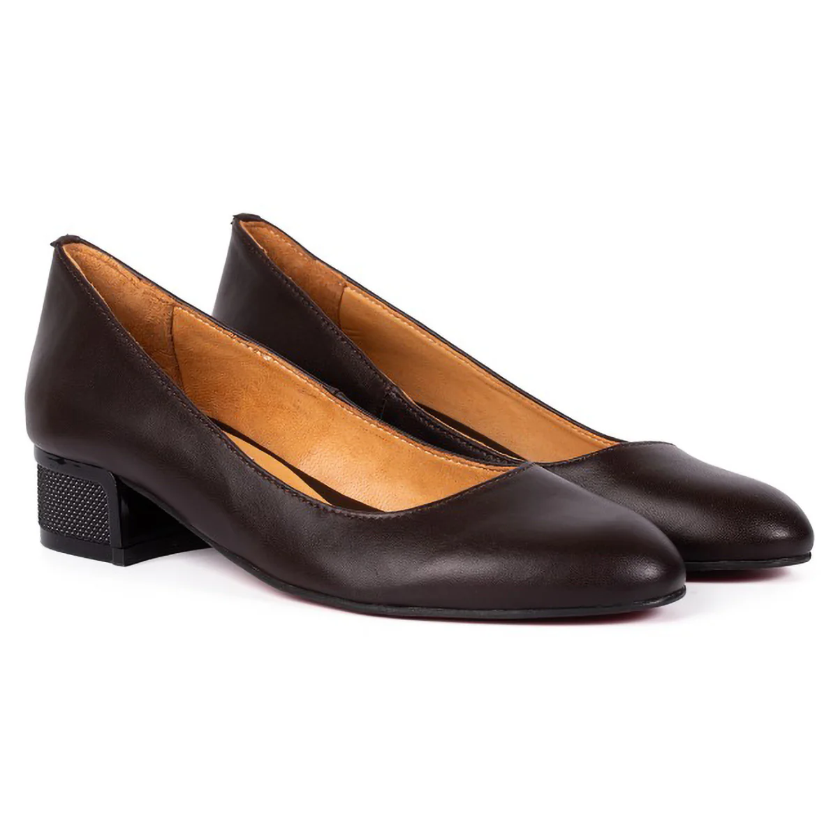 Pantofi dama din piele naturala maro cu toc mic 3 cm 15767 - Image 3