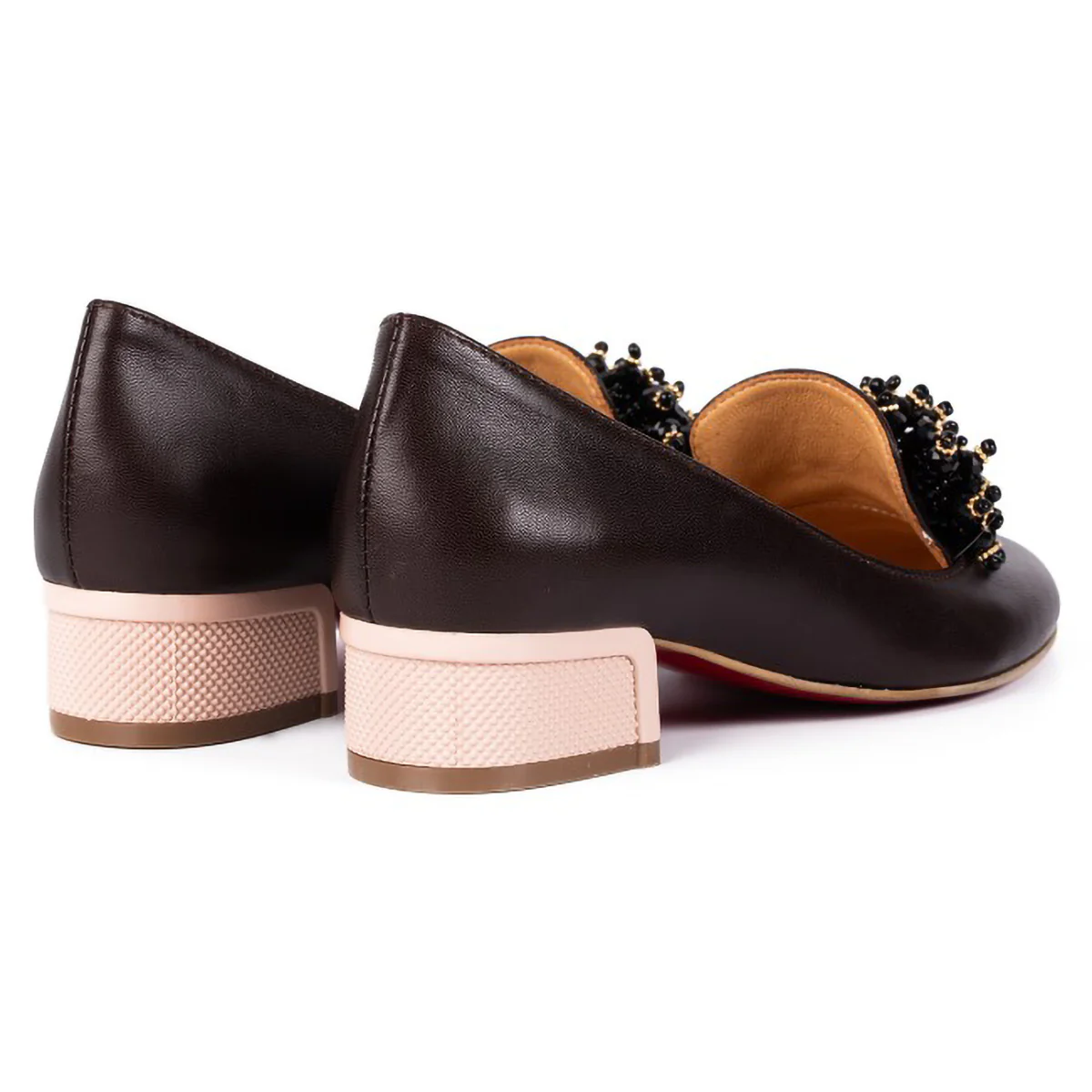 Pantofi dama din piele naturala maro cu toc mic 3 cm 15768 - Image 2