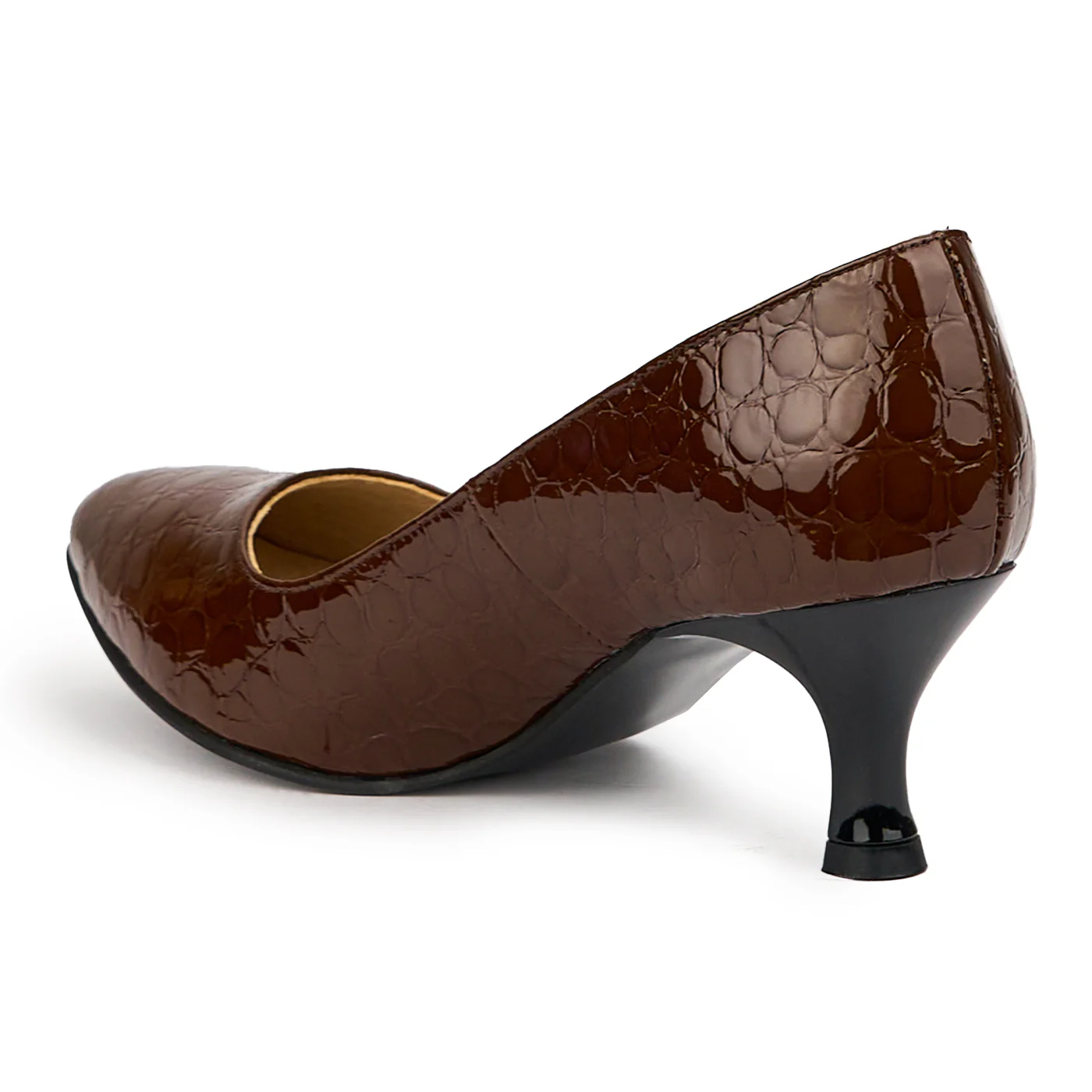 Pantofi dama din piele naturala maro cu toc subtire 6 cm 14569 - Image 2