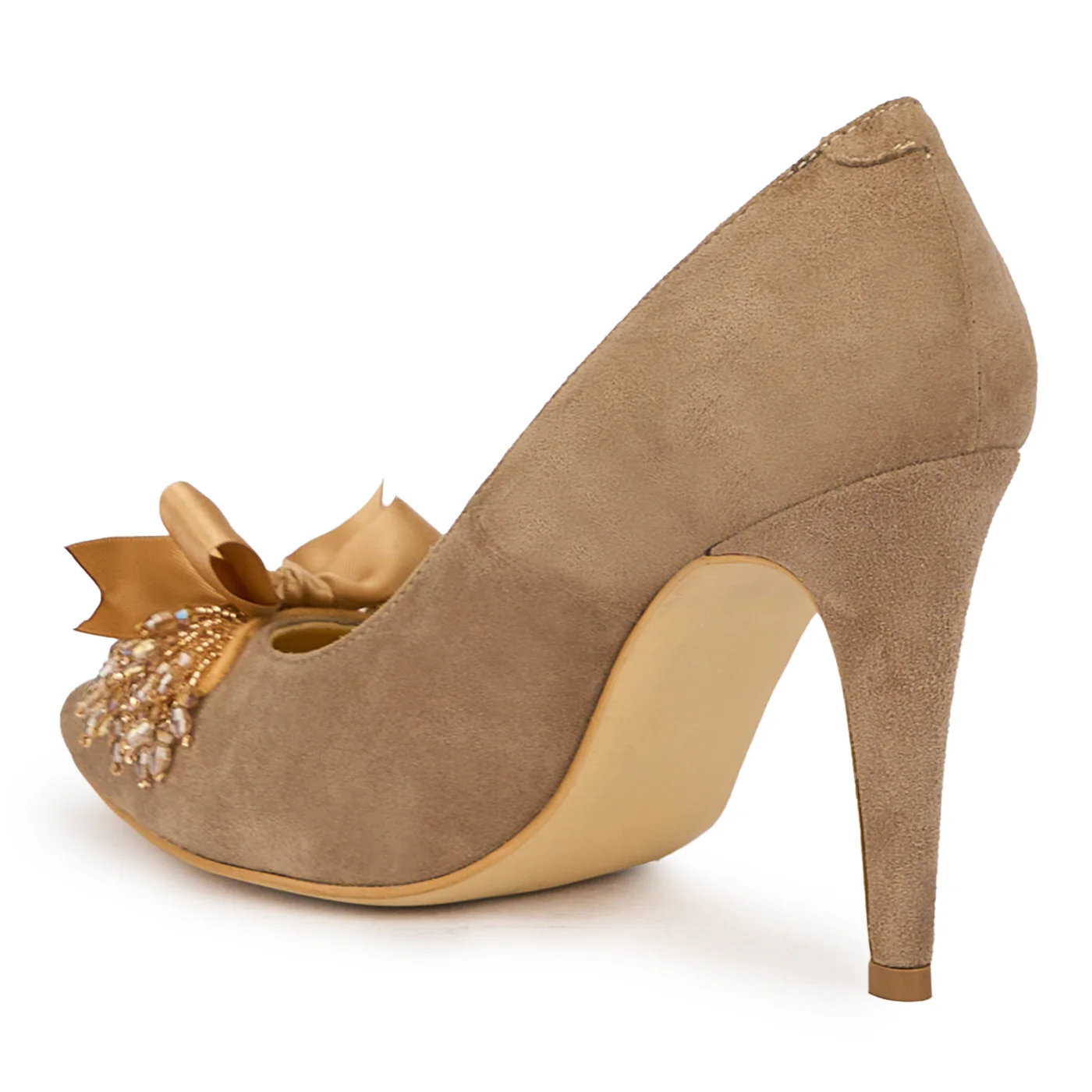 Pantofi dama din piele naturala maro cu toc subtire 9.5 cm 15553 - Image 2