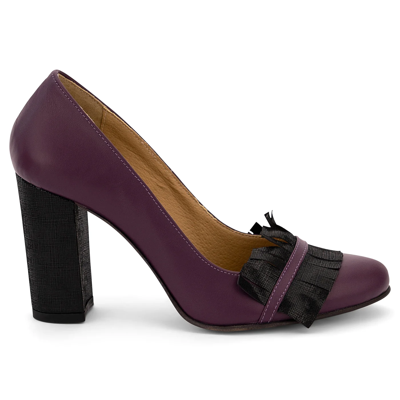 Pantofi dama din piele naturala mov 14070