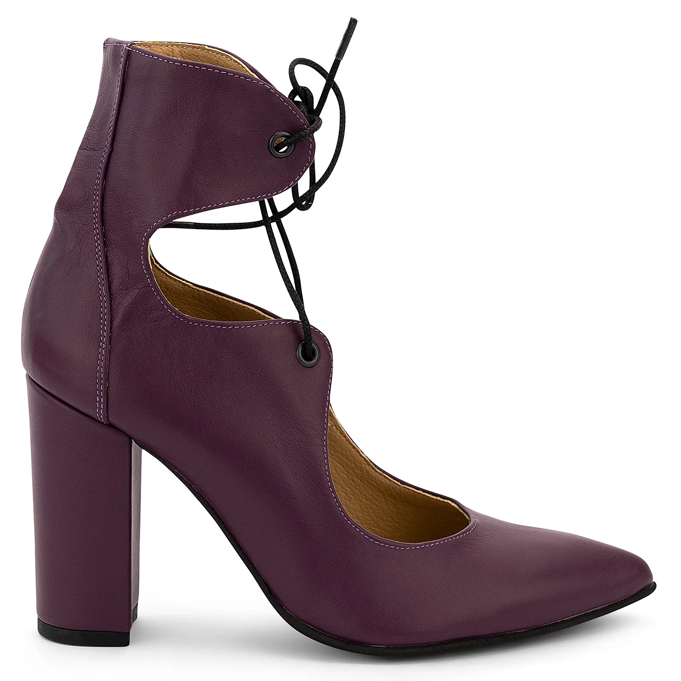 Pantofi dama din piele naturala mov 14088