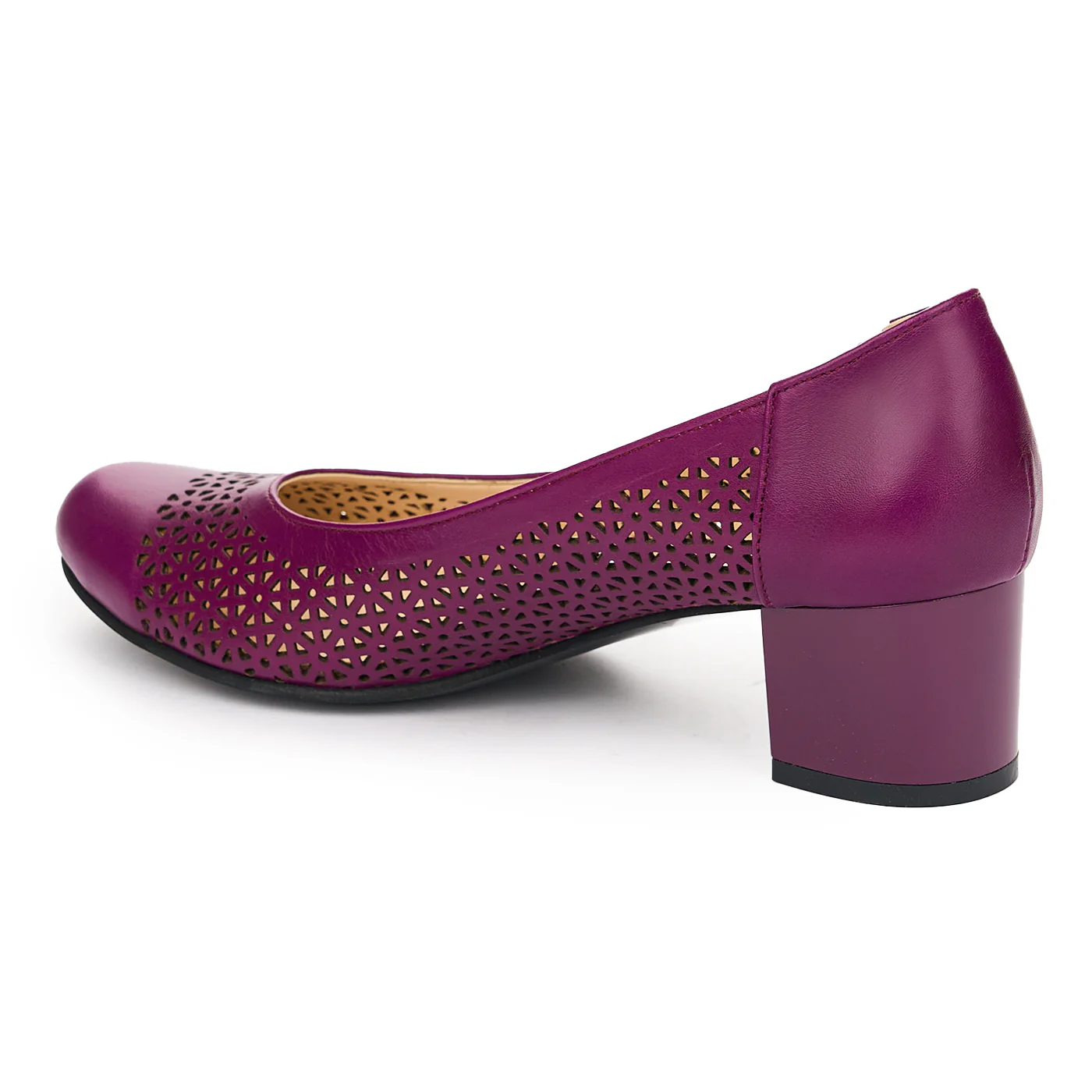 Pantofi dama din piele naturala mov cu toc 5cm 12988 - Image 2