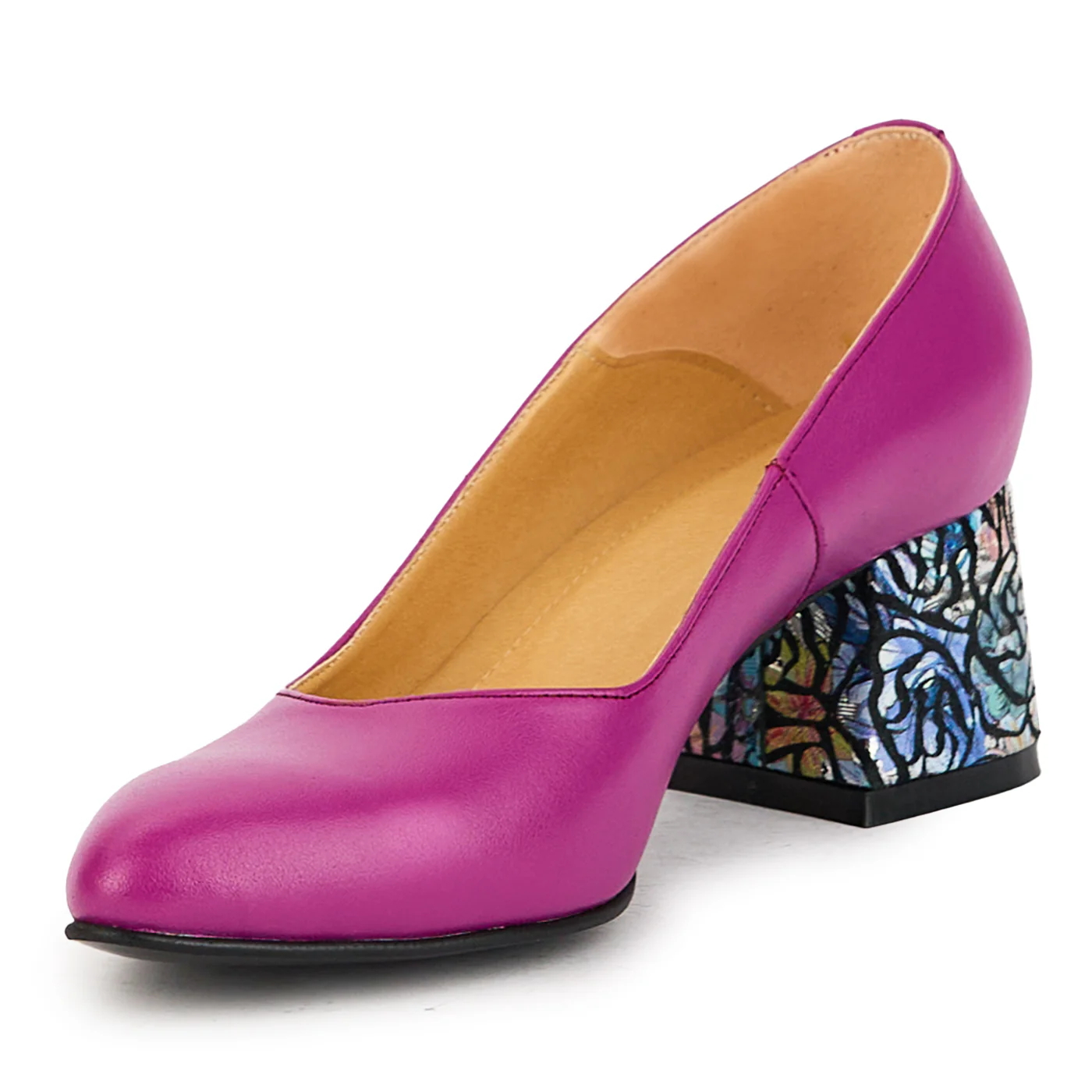 Pantofi dama din piele naturala mov cu toc 6 cm 17393 - Image 3
