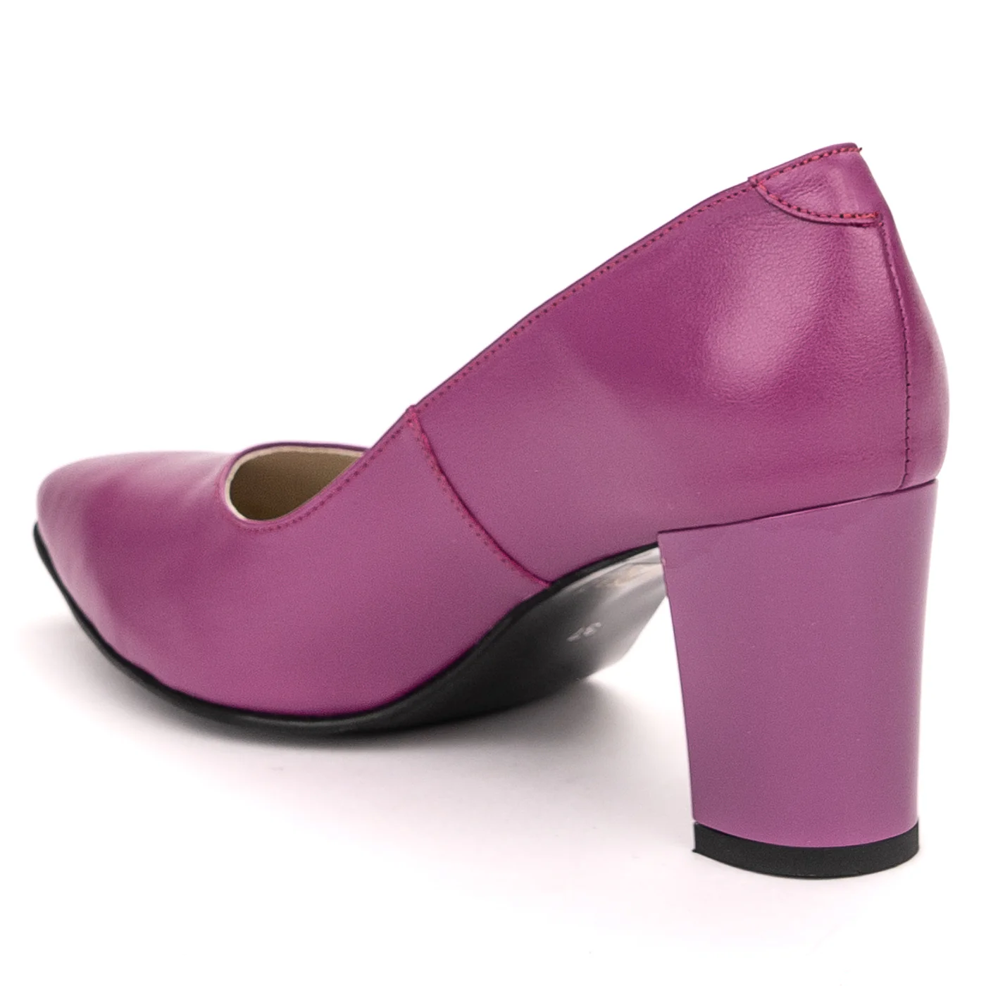 Pantofi dama din piele naturala mov cu toc gros 13591 - Image 2