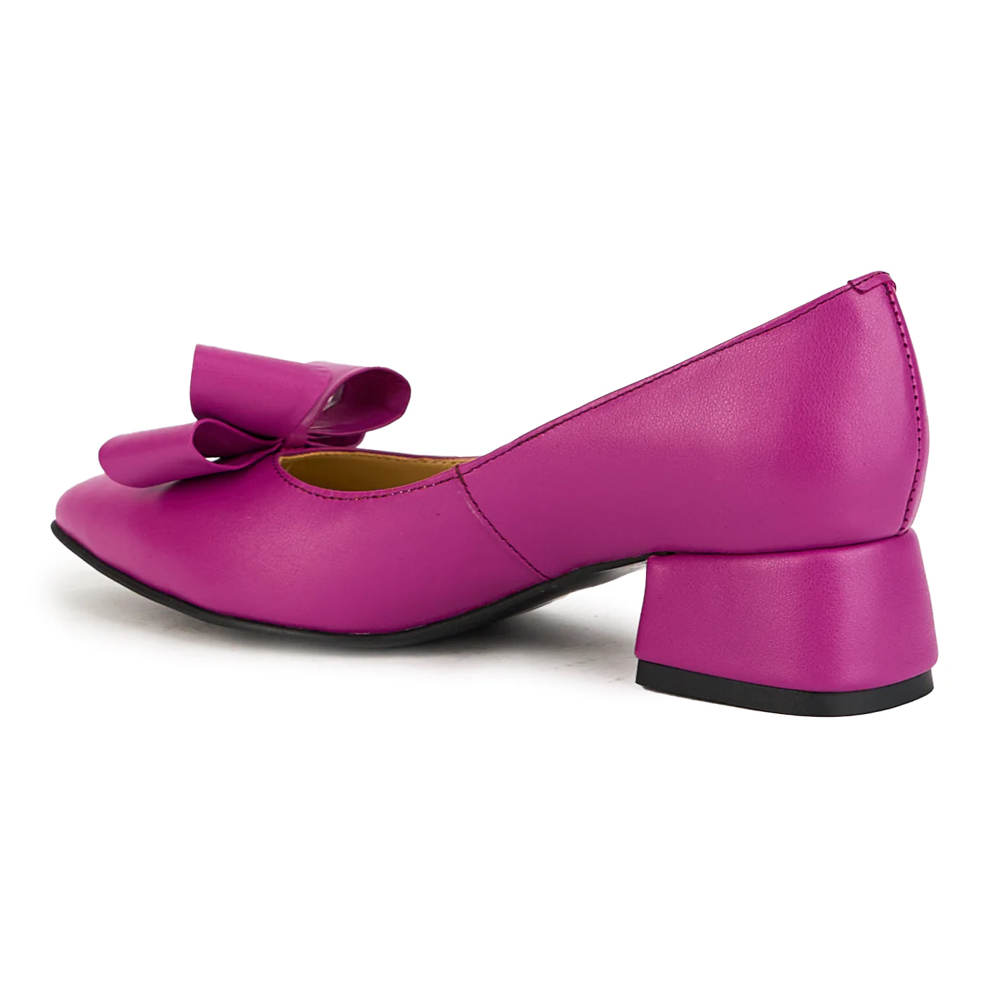 Pantofi dama din piele naturala mov cu toc gros 4 cm 17383 - Image 3