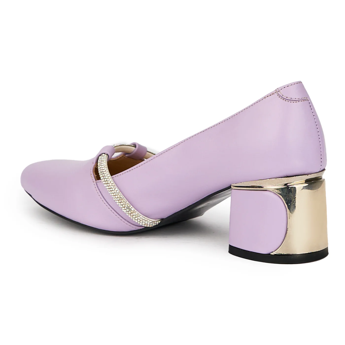Pantofi dama din piele naturala mov cu toc gros 6.5 cm 15655 - Image 2