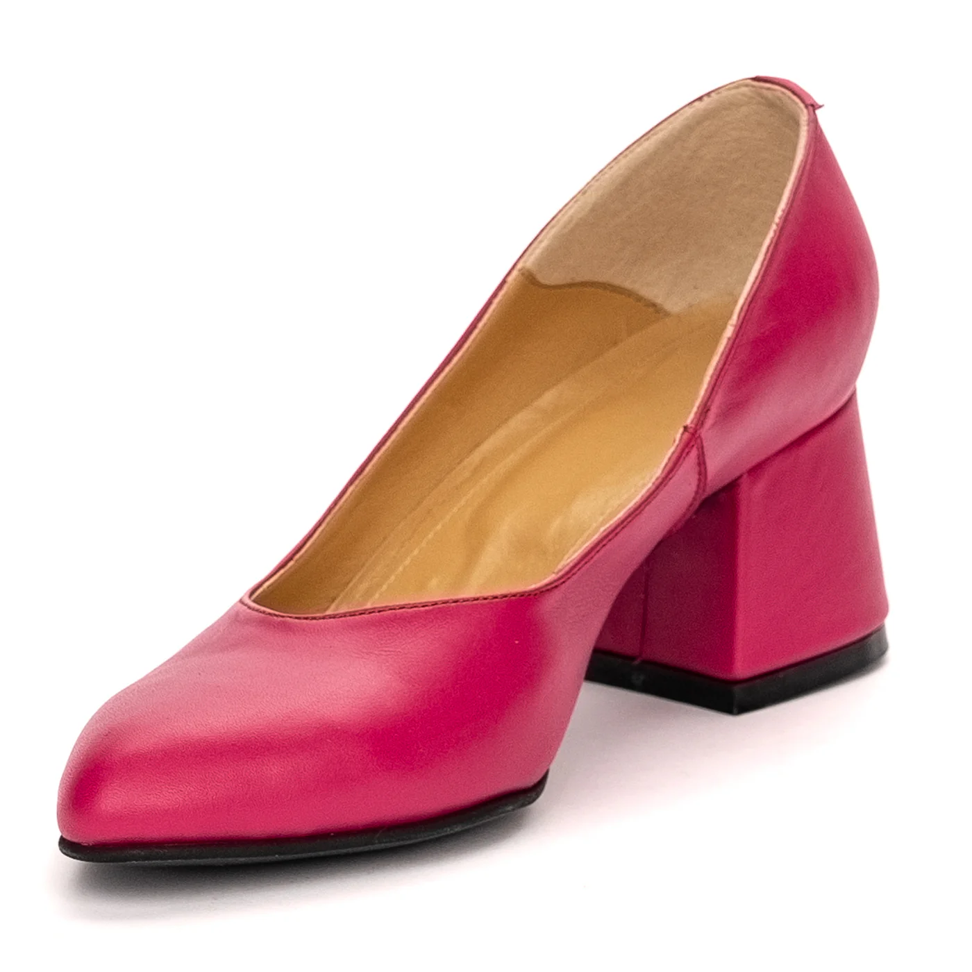 Pantofi dama din piele naturala mov cu toc gros 6 cm 13439 - Image 3