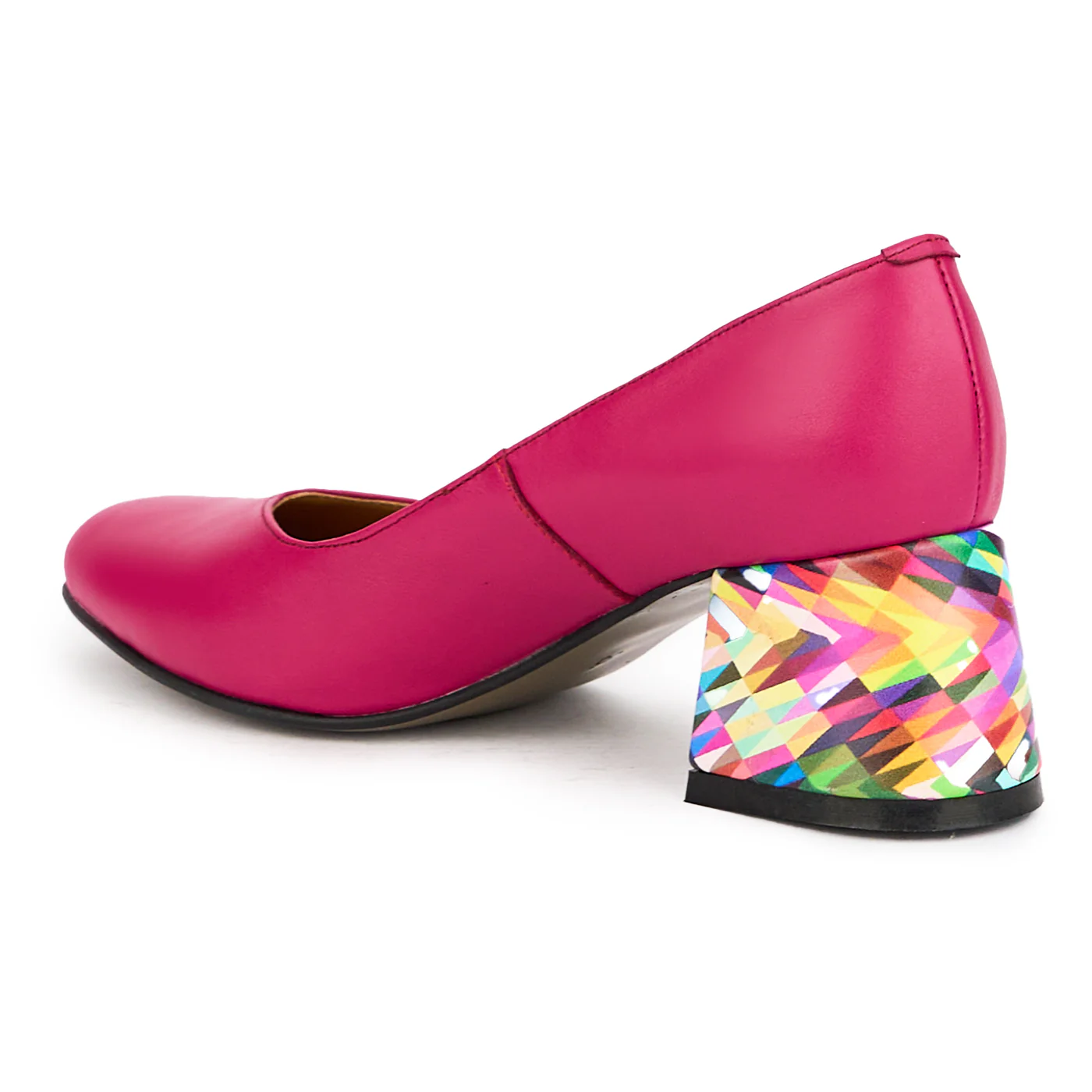 Pantofi dama din piele naturala mov cu toc gros 6 cm 16235 - Image 2