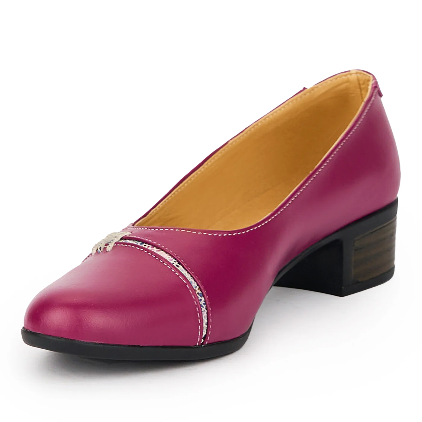 Pantofi dama din piele naturala mov cu toc mic 3.5 cm 15482 - Image 3