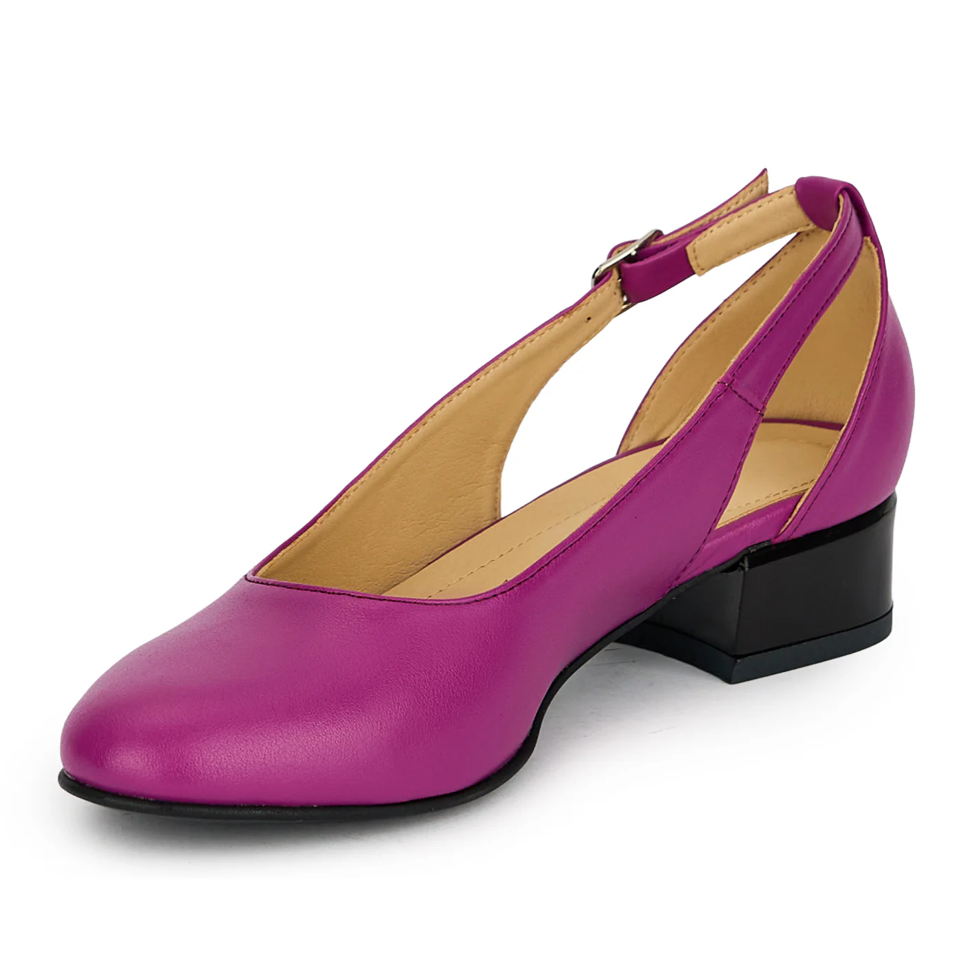 Pantofi dama din piele naturala mov cu toc mic 3 cm 19419 - Image 4