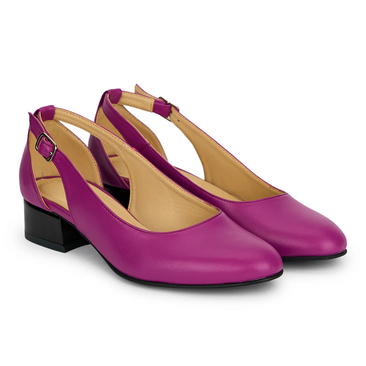 Pantofi dama din piele naturala mov cu toc mic 3 cm 19419 - Image 5
