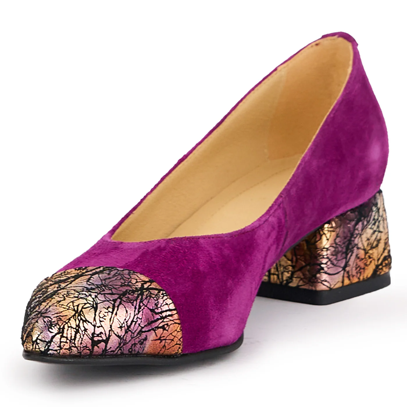 Pantofi dama din piele naturala mov cu toc mic 4 cm 16922 - Image 3