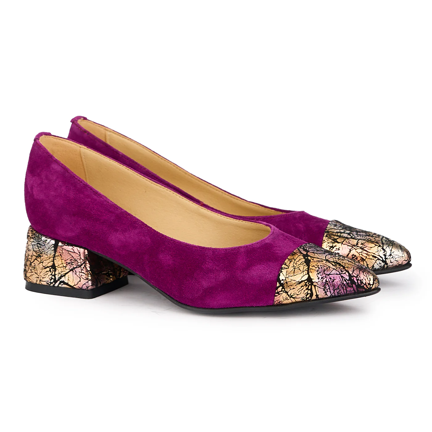 Pantofi dama din piele naturala mov cu toc mic 4 cm 16922 - Image 4