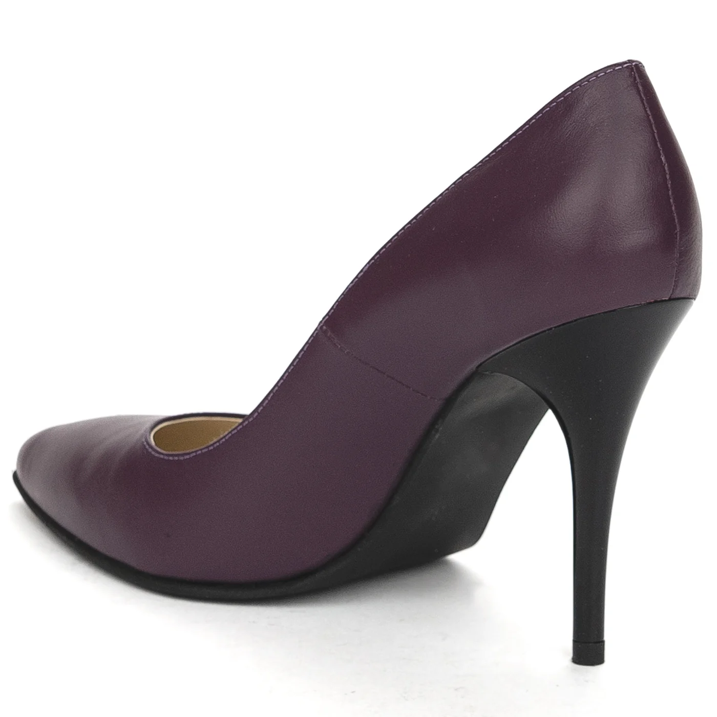 Pantofi dama din piele naturala mov cu toc subtire 10 cm 13847 - Image 2