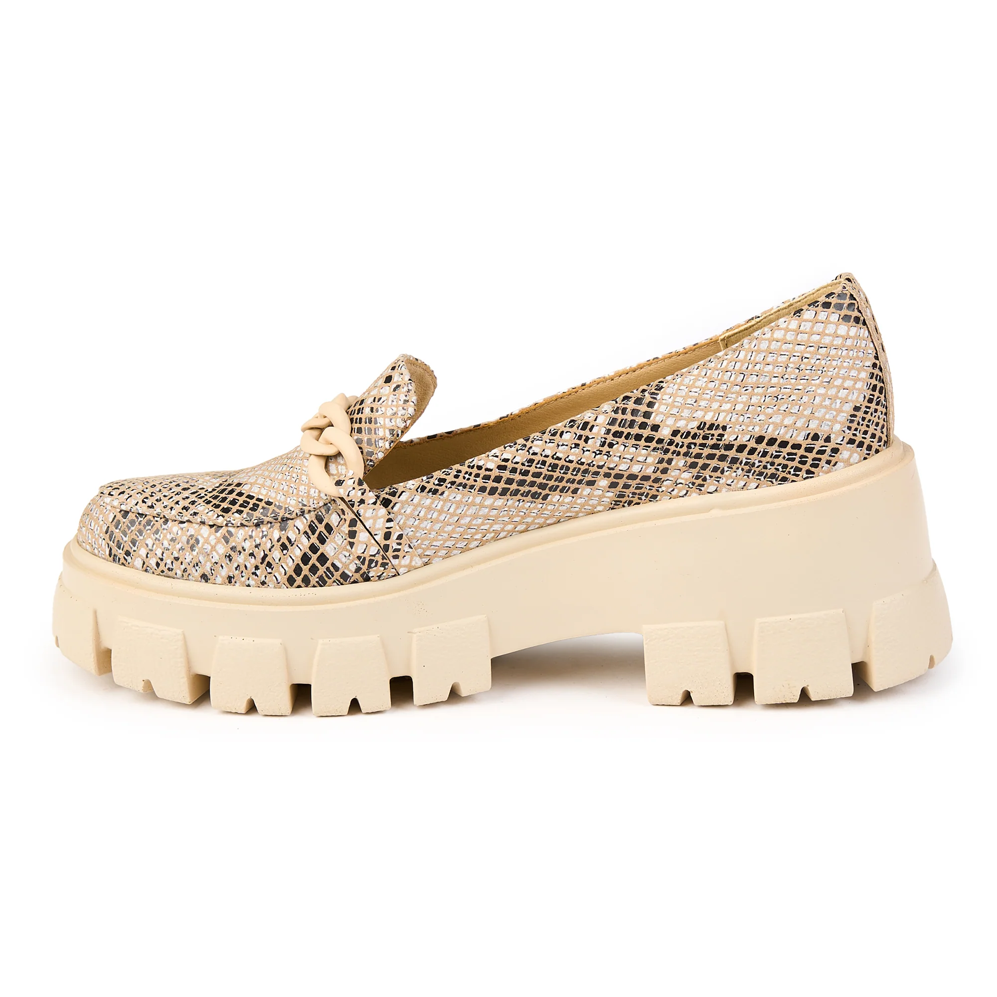 Pantofi dama din piele naturala multicolor cu talpa groasa 14820 - Image 2
