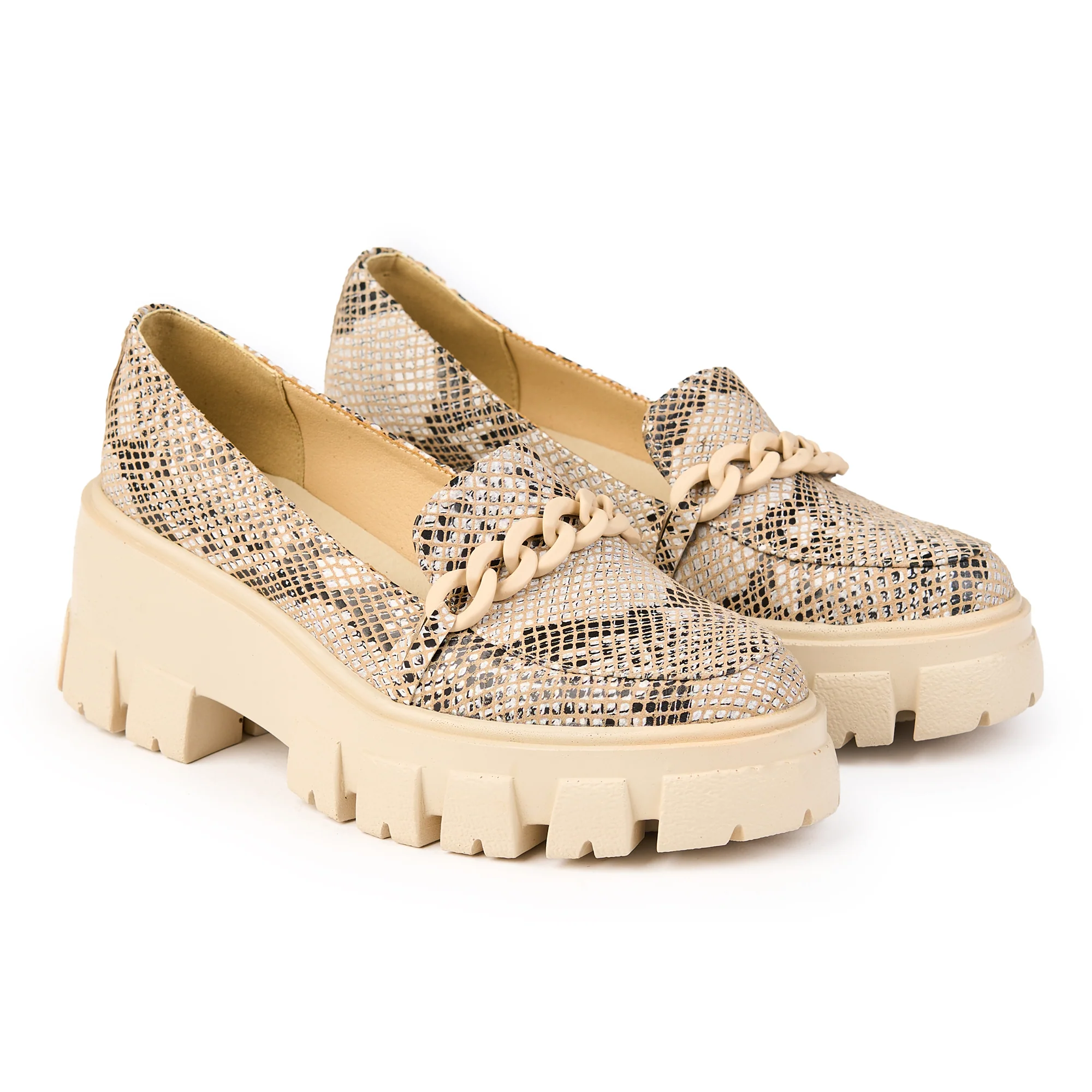 Pantofi dama din piele naturala multicolor cu talpa groasa 14820 - Image 3