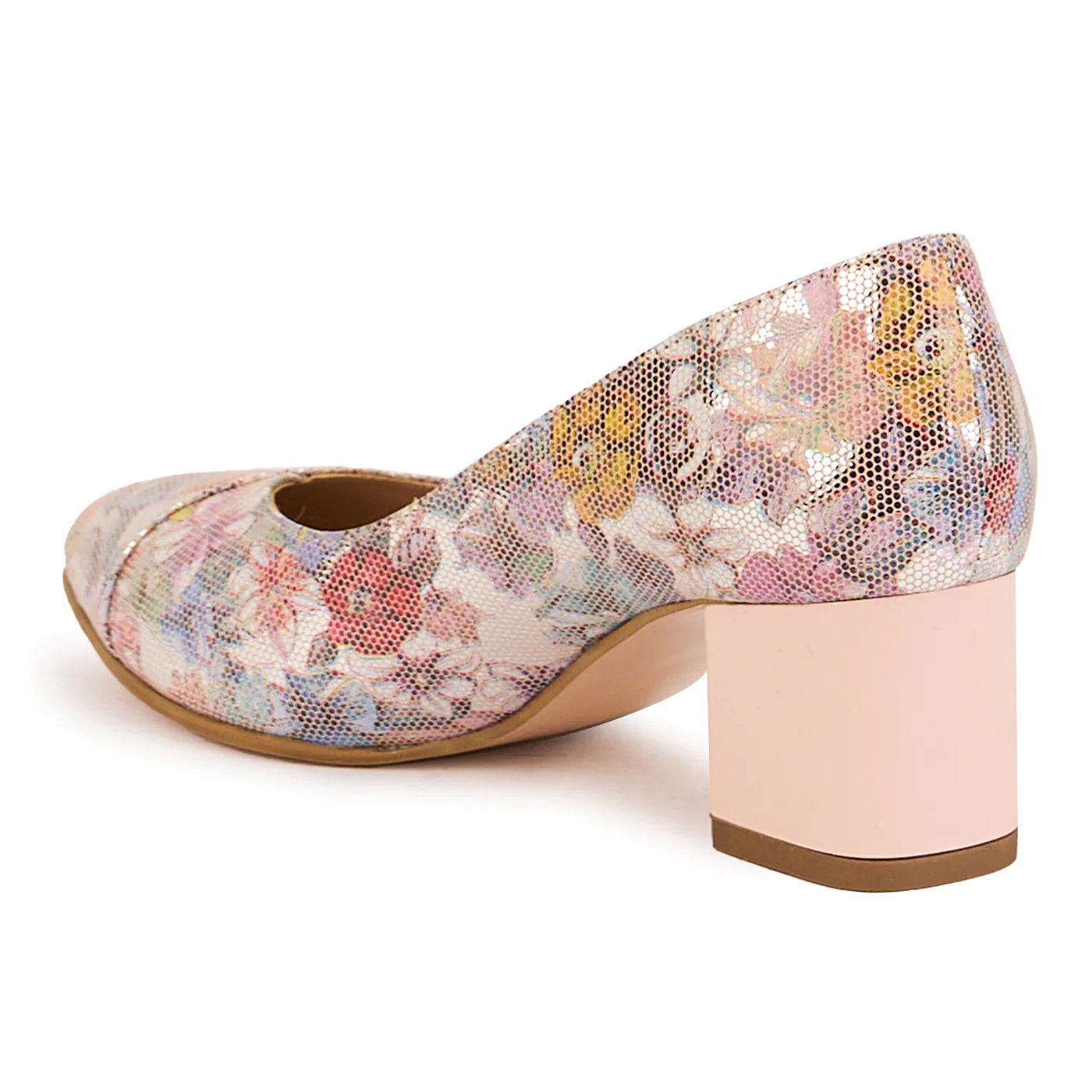 Pantofi dama din piele naturala multicolor cu toc gros 5.5 cm 16729 - Image 2