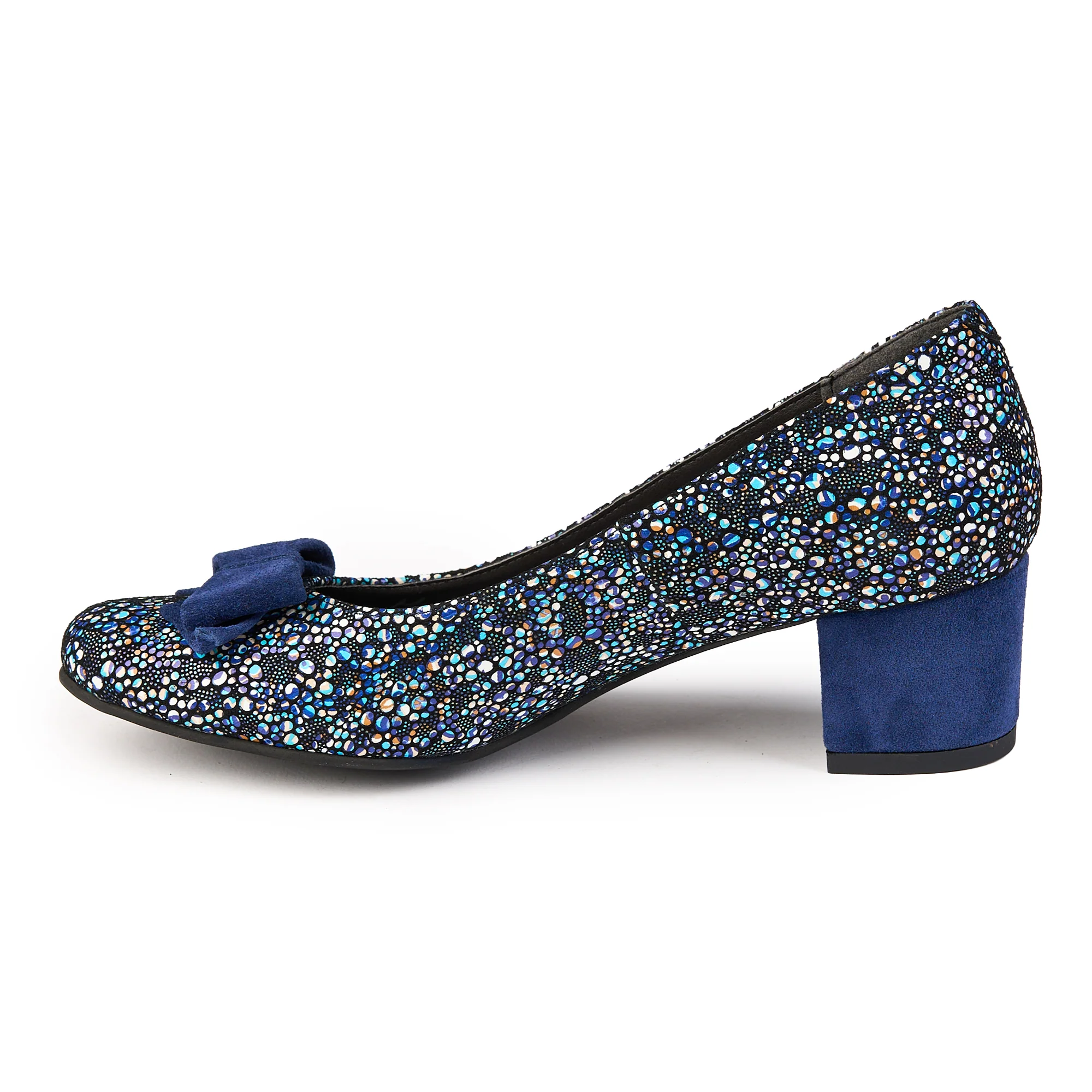 Pantofi dama din piele naturala multicolor cu toc gros 5 cm 14825 - Image 2