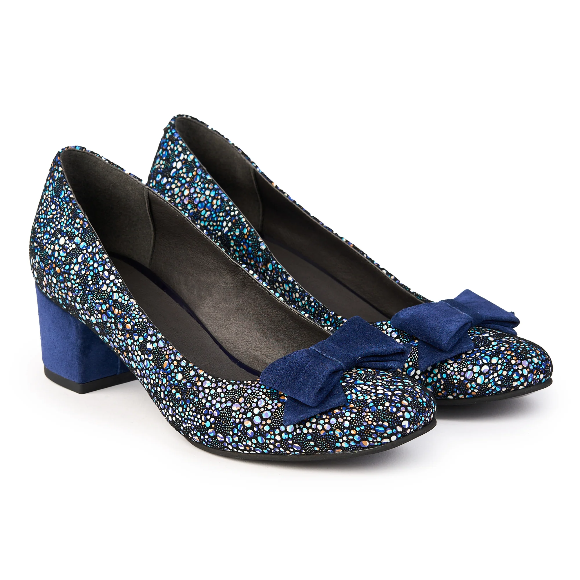 Pantofi dama din piele naturala multicolor cu toc gros 5 cm 14825 - Image 3