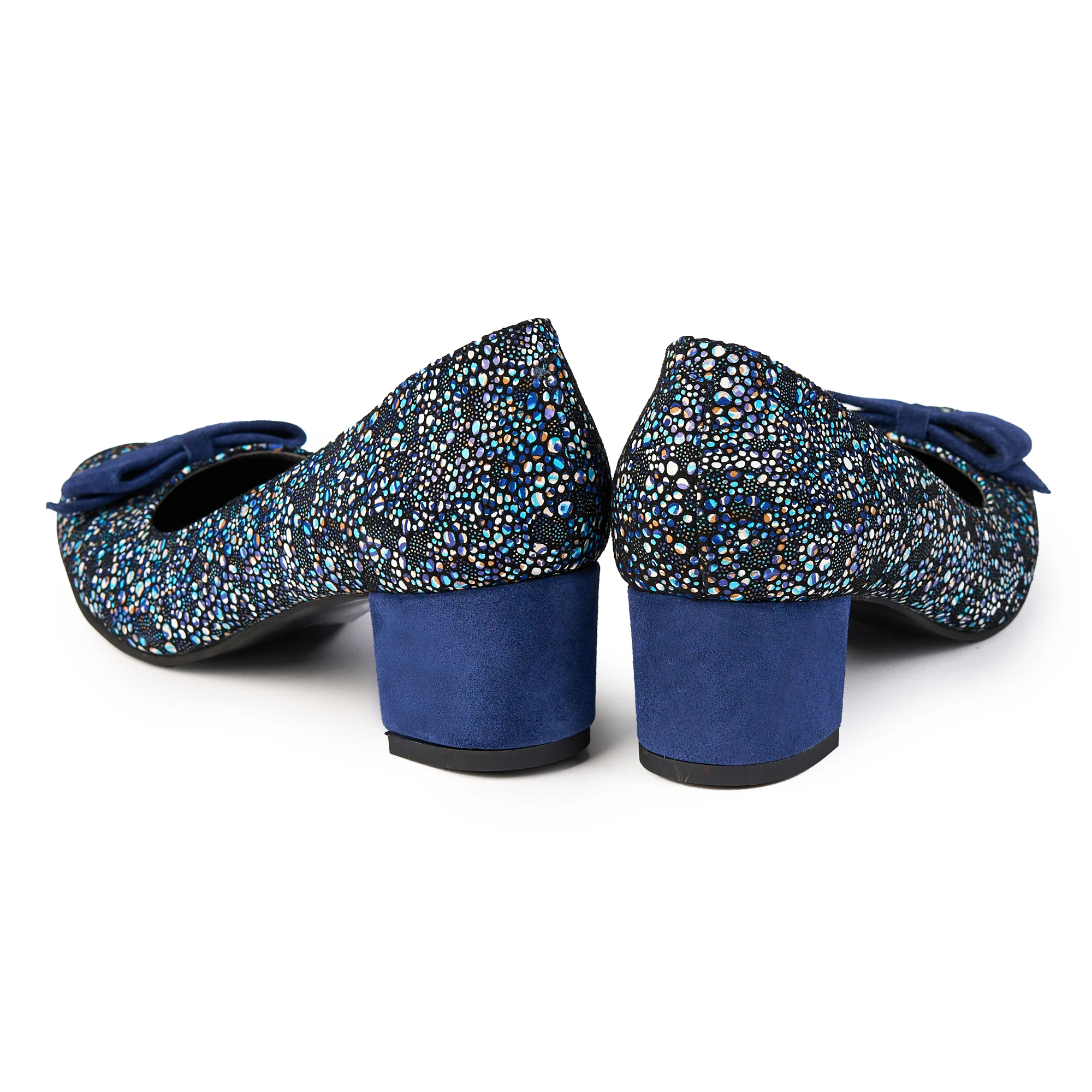 Pantofi dama din piele naturala multicolor cu toc gros 5 cm 14825 - Image 4