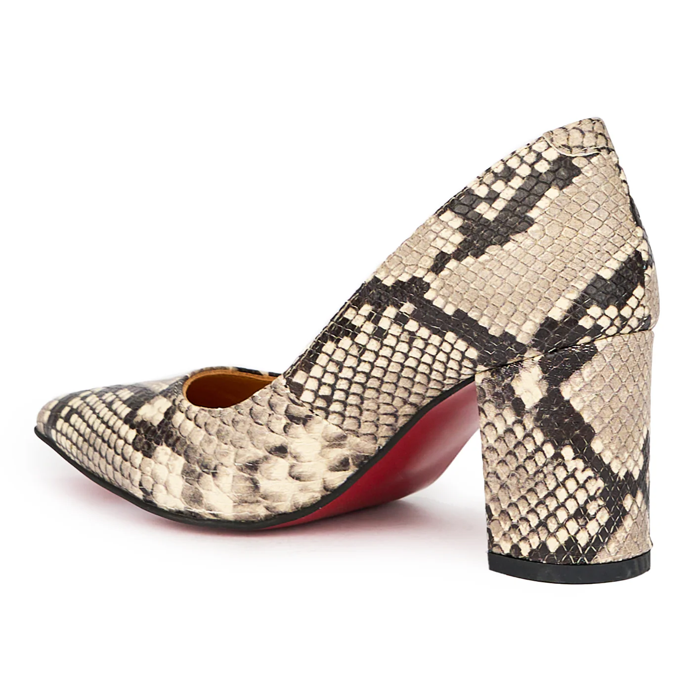 Pantofi dama din piele naturala multicolor cu toc gros 6 cm 15745 - Image 2