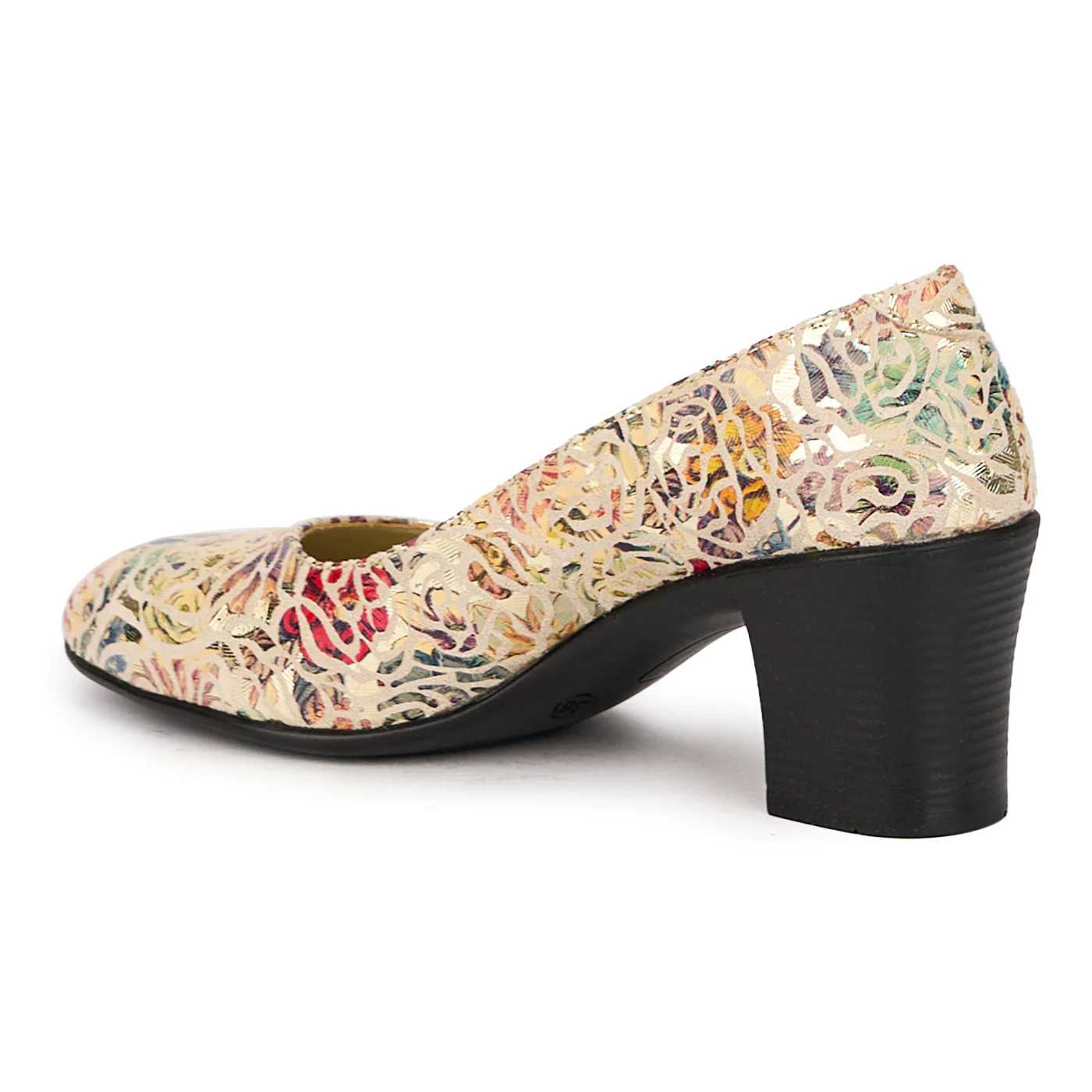 Pantofi dama din piele naturala multicolor cu toc gros 6 cm 16048 - Image 2