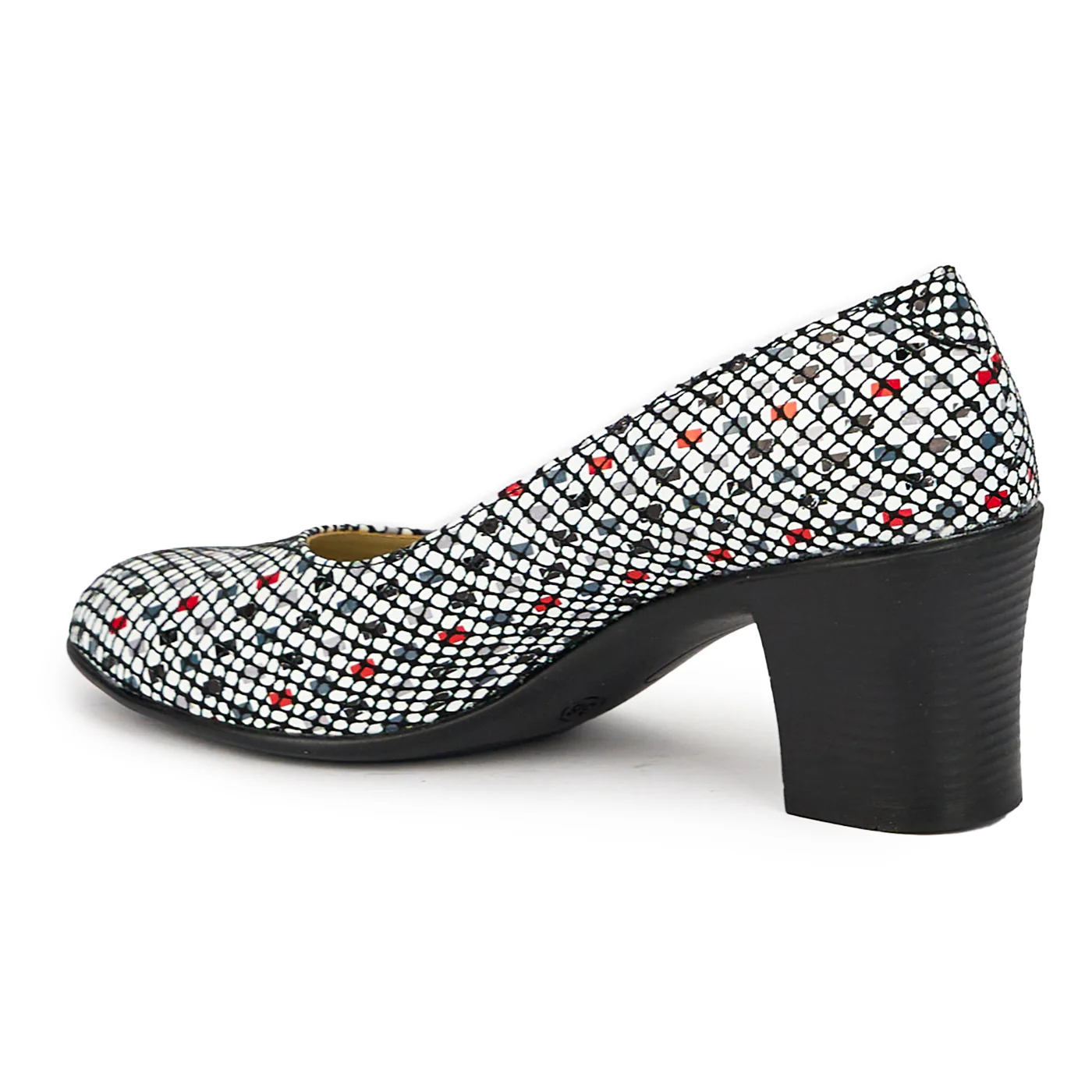 Pantofi dama din piele naturala multicolor cu toc gros 6 cm 16052 - Image 2